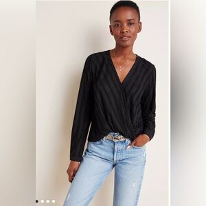 Anthropologie Maeve Audre Textured Top/ wrap with snap closure/Size medium